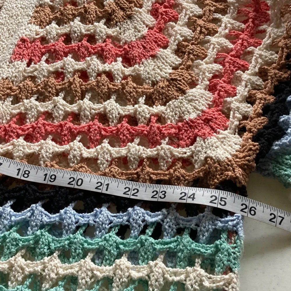 Mavi Cream Open-Weave Cardigan with Coral, Tan and Mint Stripes - Picture 8 of 10